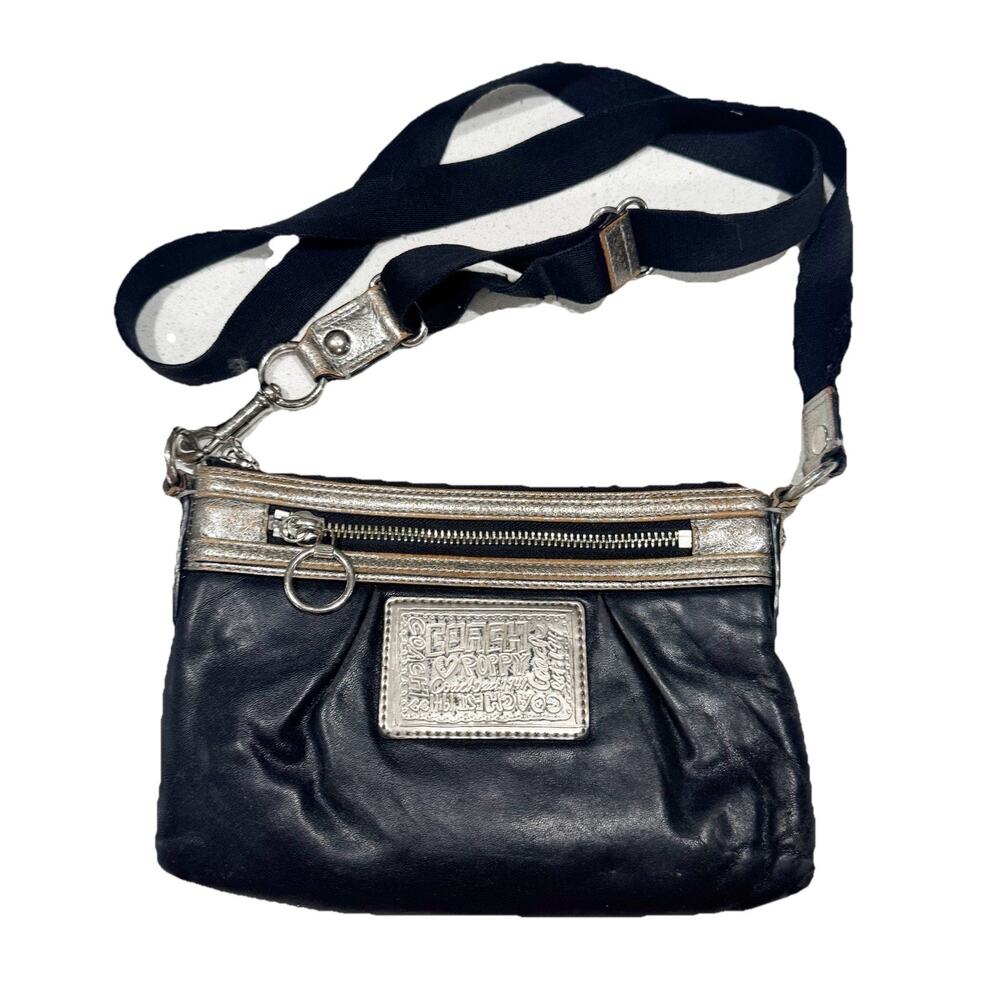 Coach Poppy Black‎ Leather Crossbody Purse Bag
